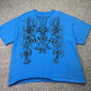 Y2k Blue MMA Elite Shirt Grunge Style Essentials Size XL Cotton Tee